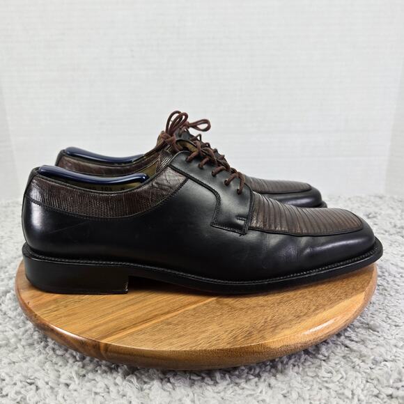 Julio Blanco Genuine Lizard Moc Square Toe Two Tone Oxford Dress Shoes Mens 10.5 - Picture 3 of 14